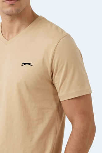 Slazenger RIVALDO Men's Short Sleeve T-Shirt Beige - Thumbnail