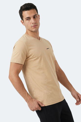 Slazenger RIVALDO Men's Short Sleeve T-Shirt Beige - Thumbnail
