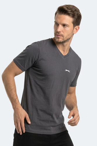 Slazenger RIVALDO Men's Short Sleeve T-Shirt Dark Grey - Thumbnail