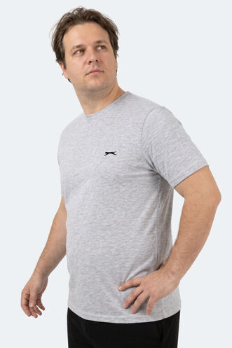 Slazenger ROSALVA JMB Erkek Büyük Beden Gri Tişört - Thumbnail