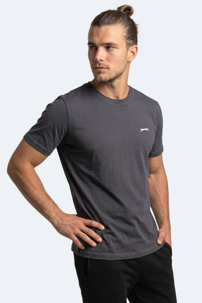 Slazenger ROSALVA T Erkek Pamuklu Koyu Gri Tişört