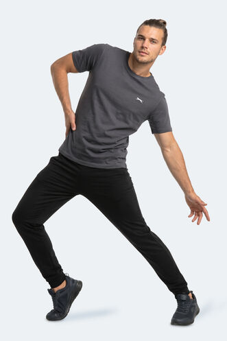 Slazenger ROSALVA T Erkek Pamuklu Koyu Gri Tişört - Thumbnail
