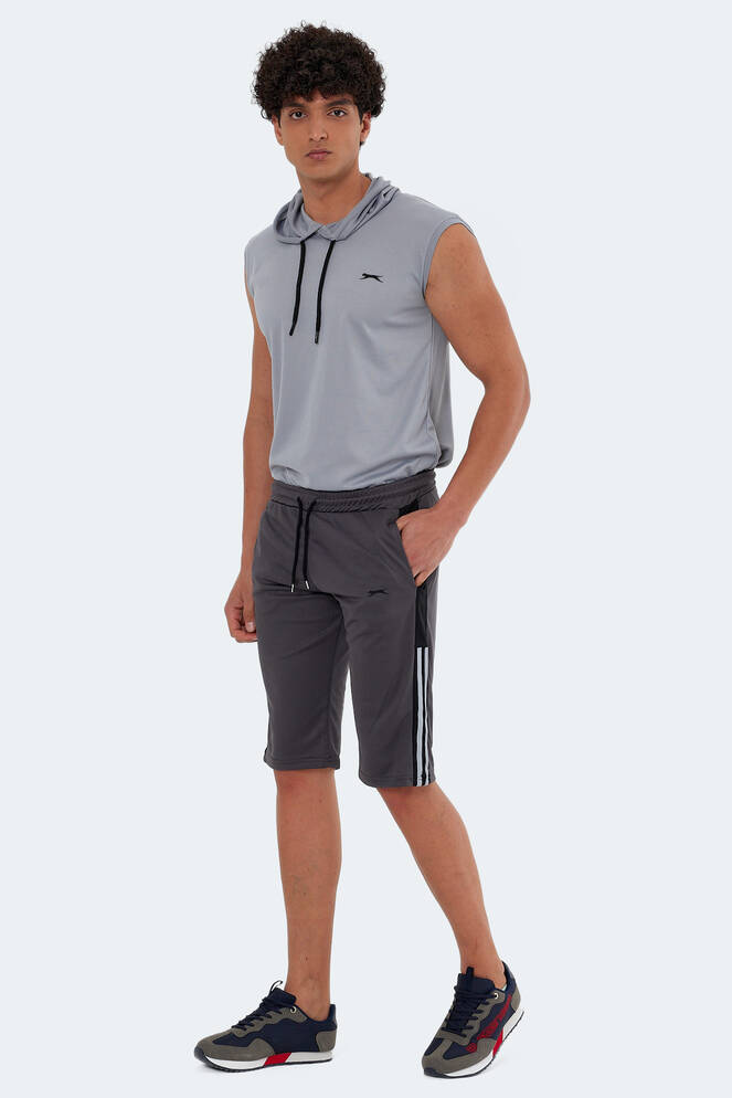 Slazenger SAKI IN Erkek Cepli Kapri Koyu Gri Şort