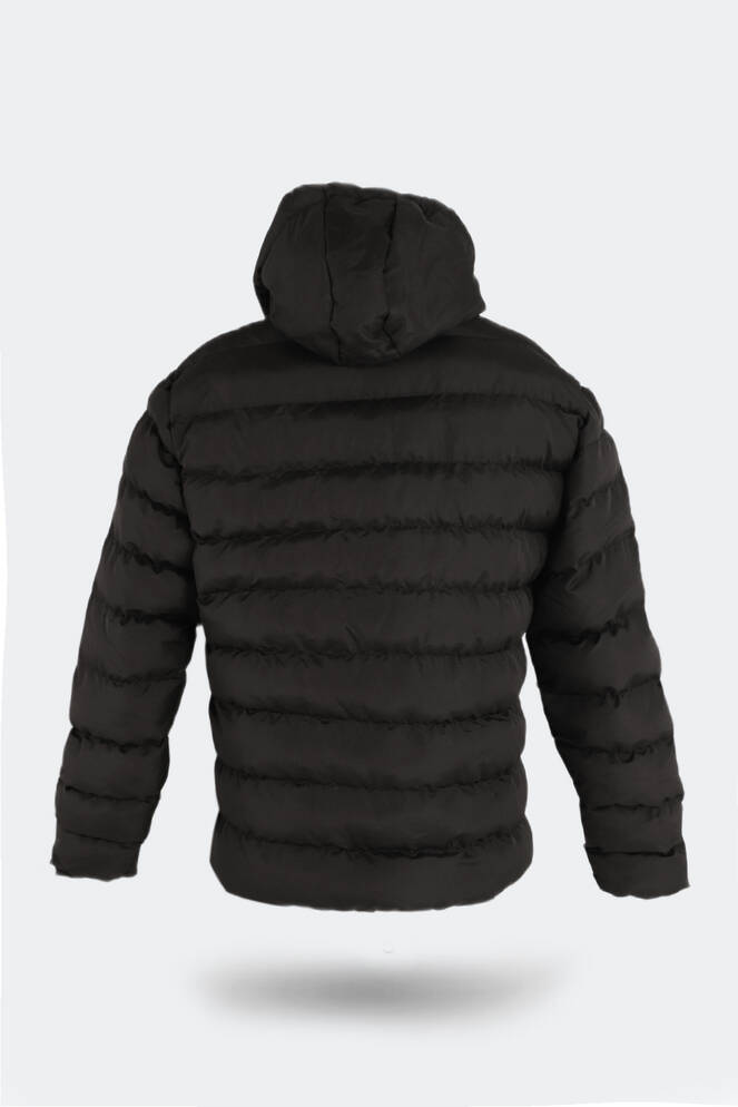Slazenger SALINE IN Büyük Beden Erkek Kapüşonlu Şişme Siyah Mont & Kaban