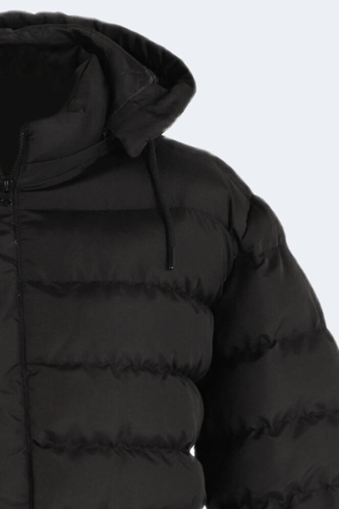 Slazenger SALINE IN Büyük Beden Erkek Kapüşonlu Şişme Siyah Mont & Kaban