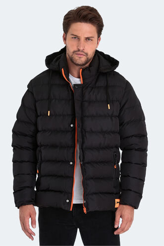 Slazenger - Slazenger SALINE Erkek Kapüşonlu Şişme Siyah Mont & Kaban