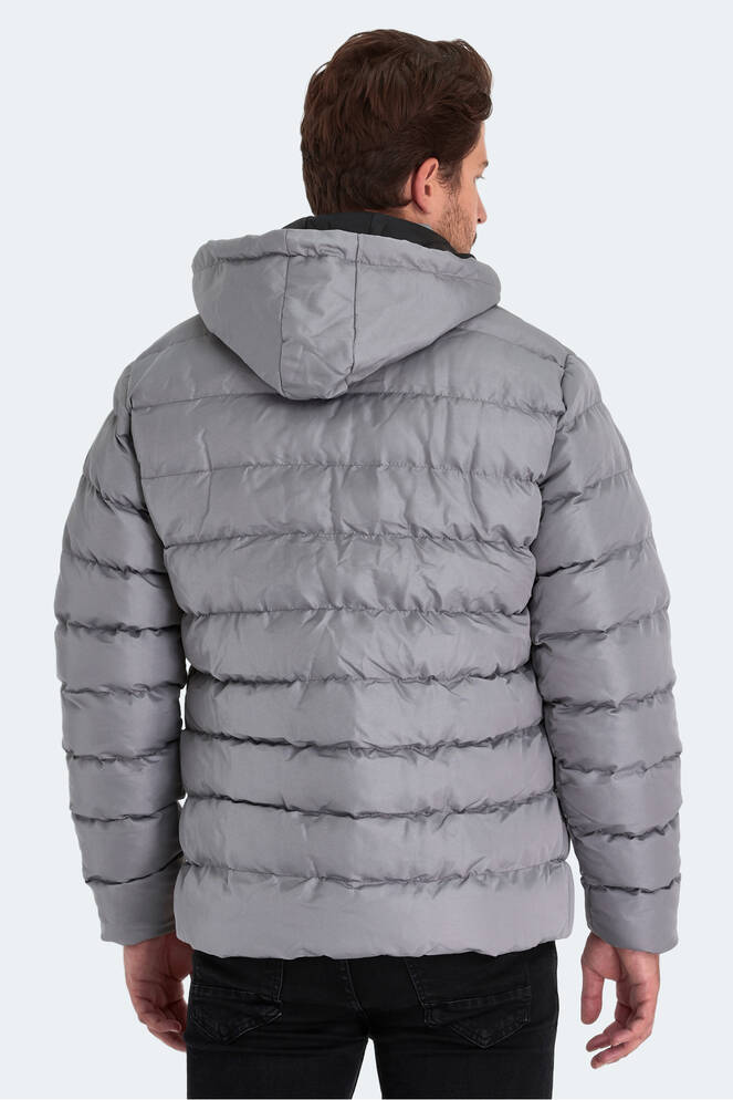 Slazenger SALINE Erkek Kapüşonlu Şişme Gri Mont & Kaban