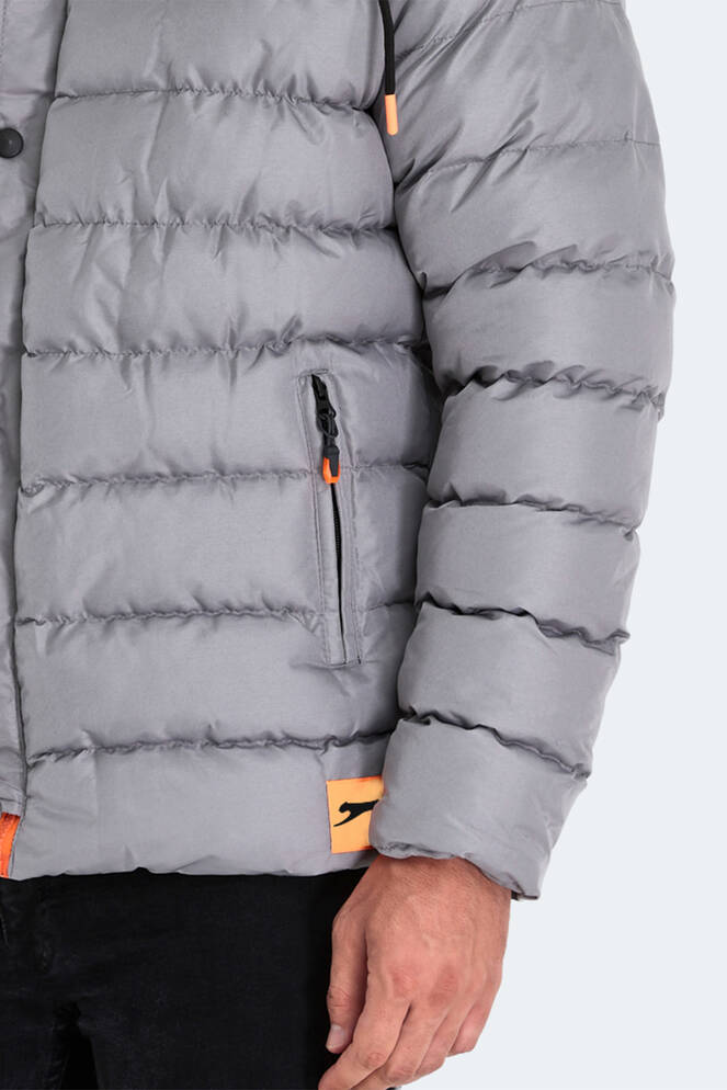 Slazenger SALINE Erkek Kapüşonlu Şişme Gri Mont & Kaban
