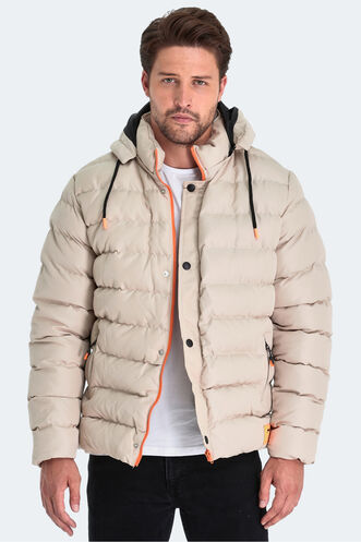 Slazenger - Slazenger SALINE Erkek Kapüşonlu Şişme Taş Gri Mont & Kaban