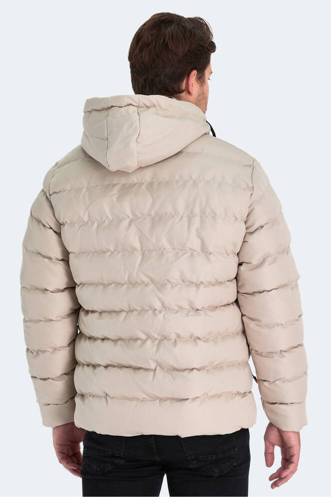Slazenger SALINE Erkek Kapüşonlu Şişme Taş Gri Mont & Kaban