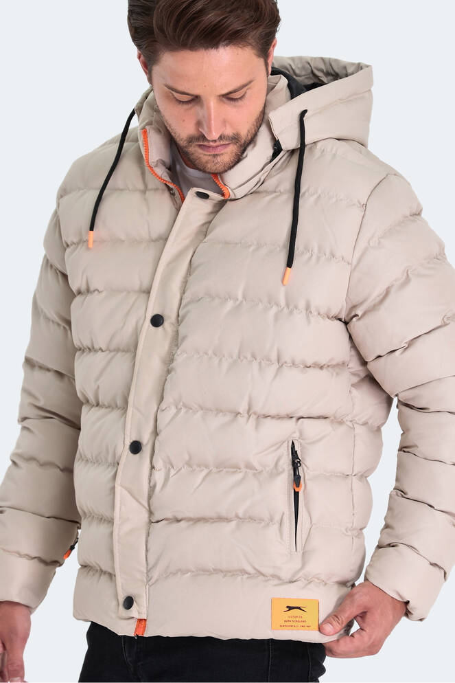 Slazenger SALINE Erkek Kapüşonlu Şişme Taş Gri Mont & Kaban