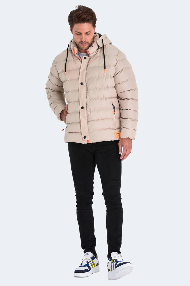 Slazenger SALINE Erkek Kapüşonlu Şişme Taş Gri Mont & Kaban