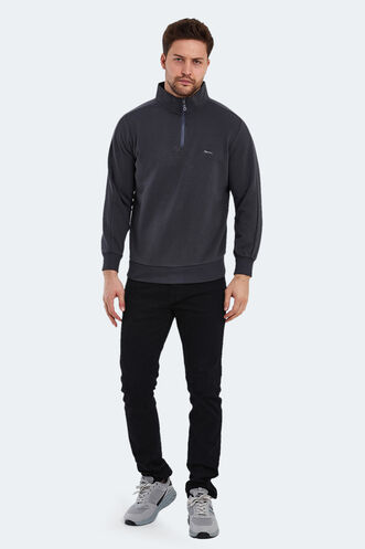 Slazenger SAMMY Erkek Dik Yaka Fermuarlı Koyu Gri Sweatshırt - Thumbnail