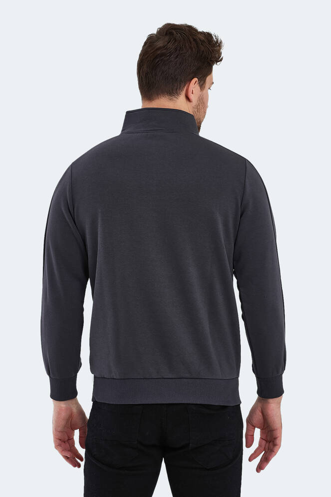 Slazenger SAMMY Erkek Dik Yaka Fermuarlı Koyu Gri Sweatshırt