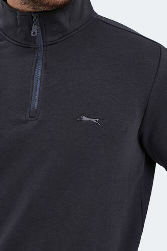 Slazenger SAMMY Erkek Dik Yaka Fermuarlı Koyu Gri Sweatshırt - Thumbnail