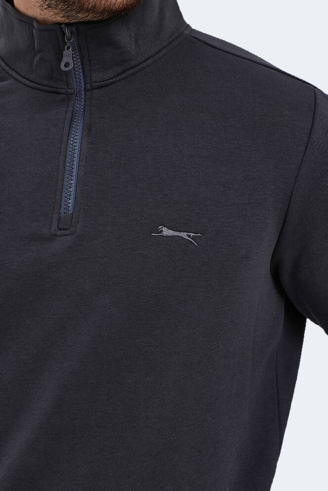 Slazenger SAMMY Erkek Dik Yaka Fermuarlı Koyu Gri Sweatshırt