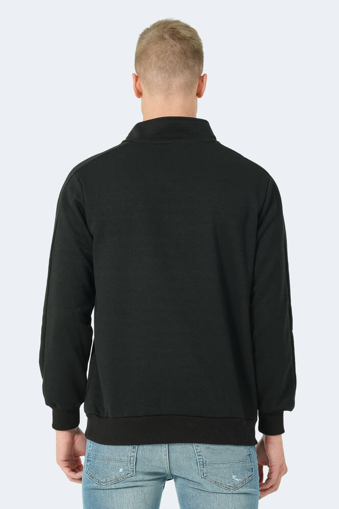 Slazenger SAMMY Erkek Dik Yaka Fermuarlı Siyah Sweatshırt