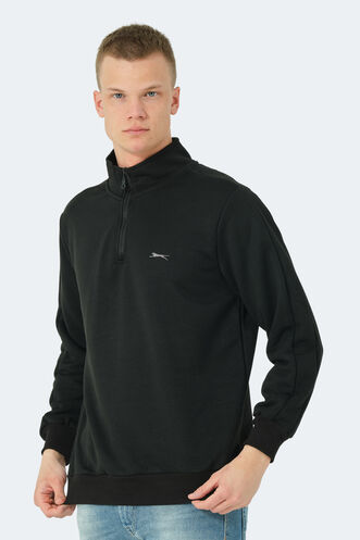 Slazenger SAMMY Erkek Dik Yaka Fermuarlı Siyah Sweatshırt - Thumbnail
