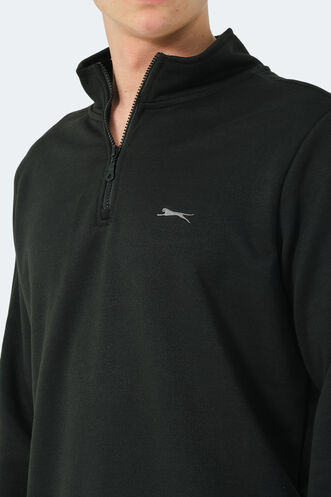 Slazenger SAMMY Erkek Dik Yaka Fermuarlı Siyah Sweatshırt - Thumbnail