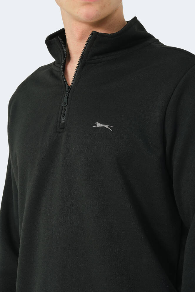 Slazenger SAMMY Erkek Dik Yaka Fermuarlı Siyah Sweatshırt