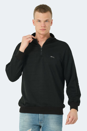 Slazenger SAMMY Erkek Dik Yaka Fermuarlı Siyah Sweatshırt - Thumbnail