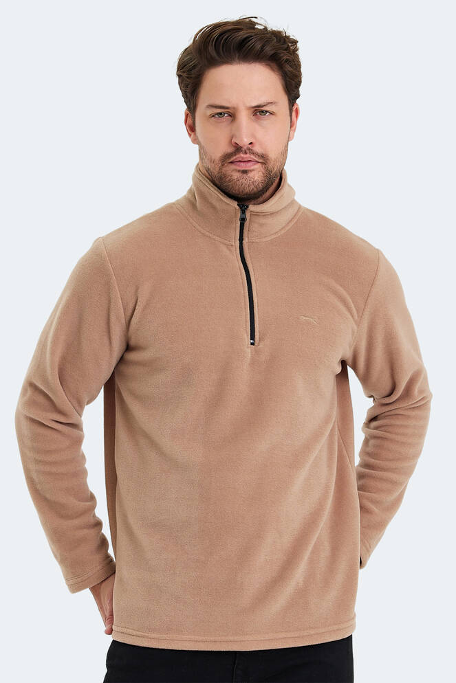 Slazenger SANNE IN Erkek Dik Yaka Fermuarlı Toprak Polar