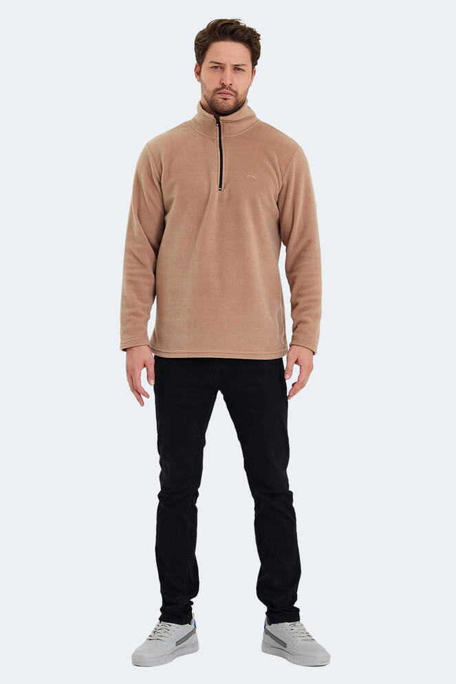 Slazenger SANNE IN Erkek Dik Yaka Fermuarlı Toprak Polar