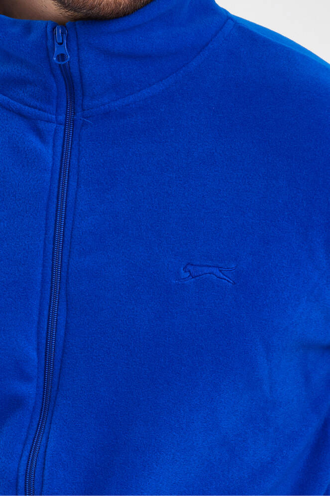 Slazenger SANSA Erkek Fermuarlı Dik Yaka Cepli Saks Mavi Polar