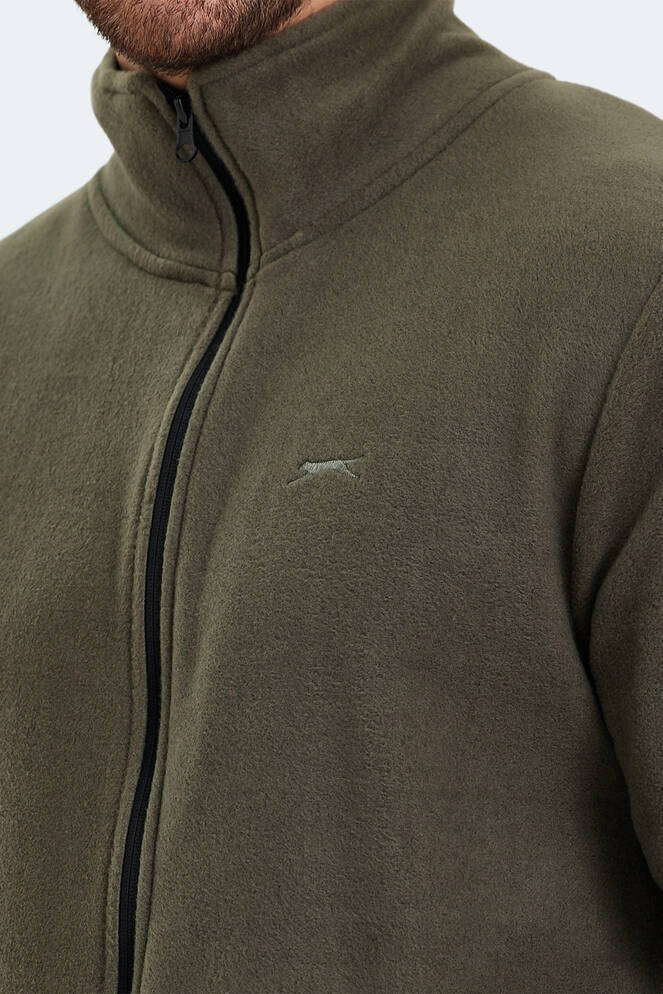Slazenger SANSA Erkek Fermuarlı Dik Yaka Cepli Haki Polar
