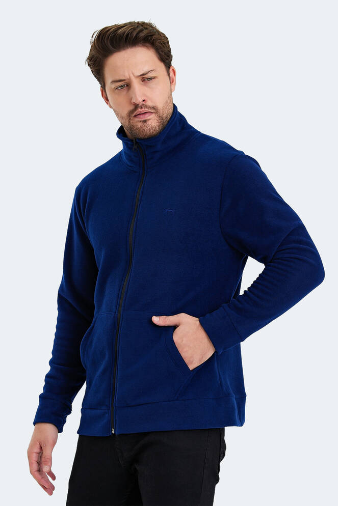 Slazenger SANSA Erkek Fermuarlı Dik Yaka Cepli Lacivert Polar