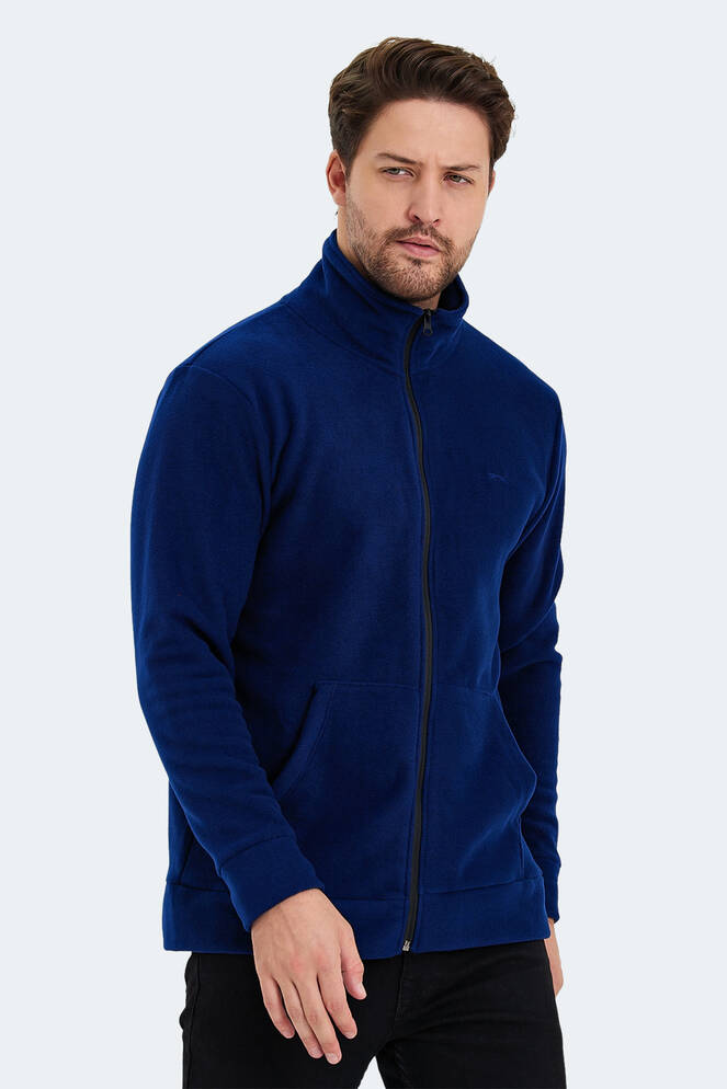 Slazenger SANSA Erkek Fermuarlı Dik Yaka Cepli Lacivert Polar