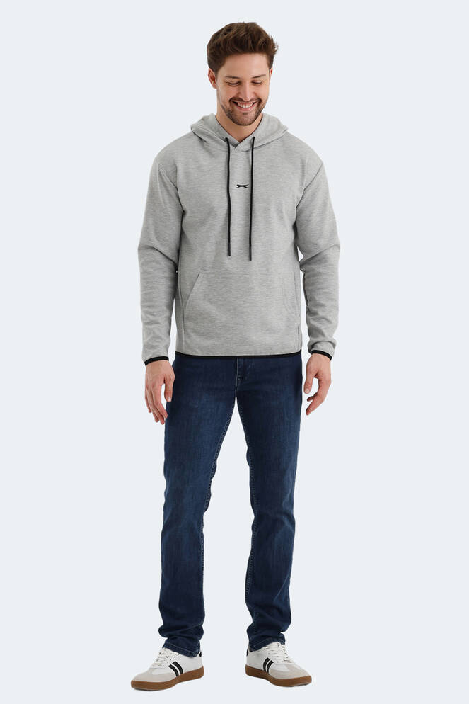 Slazenger VADIMIR Erkek Kapüşonlu Cepli Gri Sweatshırt