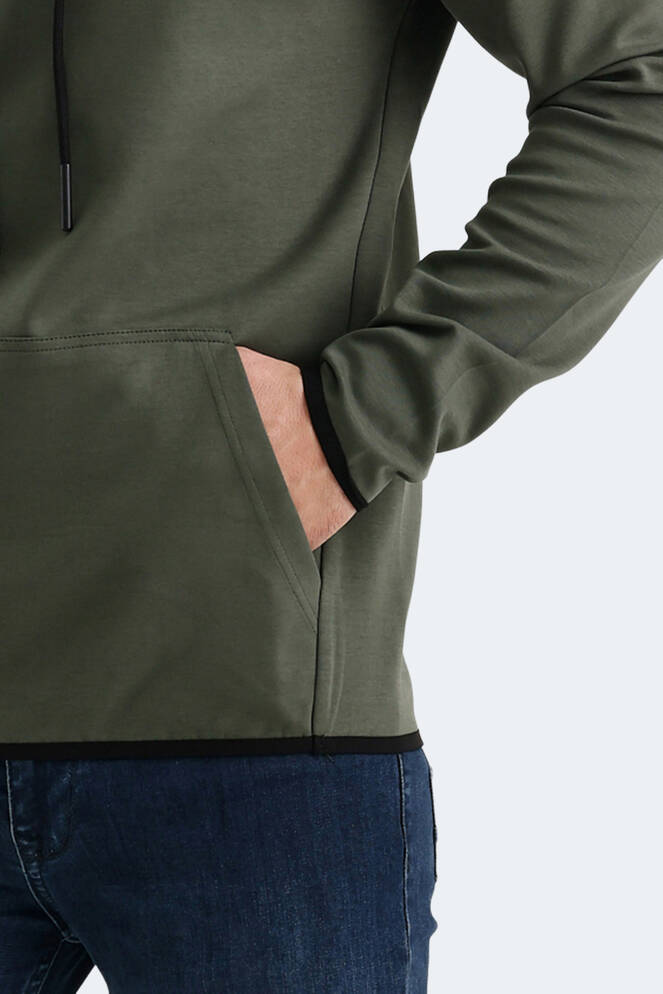 Slazenger VADIMIR Erkek Kapüşonlu Cepli Haki Sweatshırt