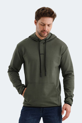 Slazenger VADIMIR Erkek Kapüşonlu Cepli Haki Sweatshırt - Thumbnail