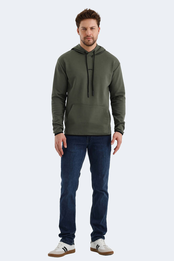 Slazenger VADIMIR Erkek Kapüşonlu Cepli Haki Sweatshırt