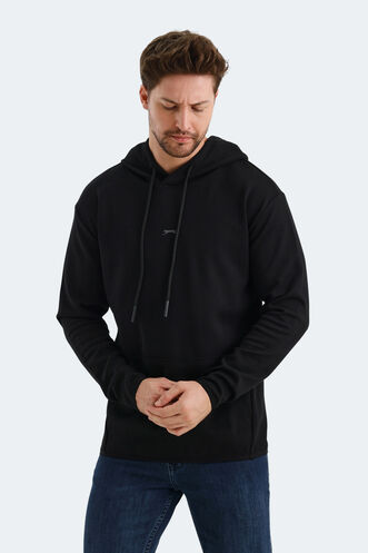 Slazenger VADIMIR Erkek Kapüşonlu Cepli Siyah Sweatshırt - Thumbnail