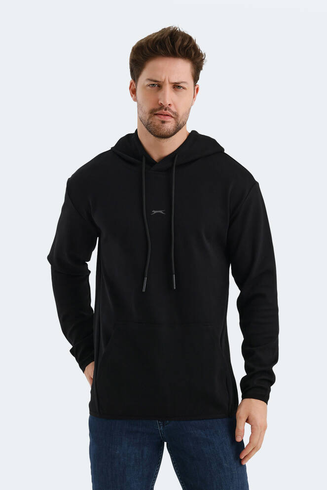 Slazenger VADIMIR Erkek Kapüşonlu Cepli Siyah Sweatshırt