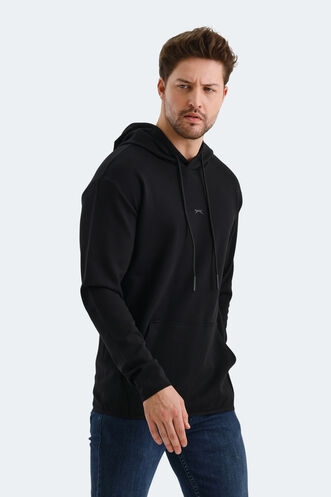 Slazenger VADIMIR Erkek Kapüşonlu Cepli Siyah Sweatshırt - Thumbnail