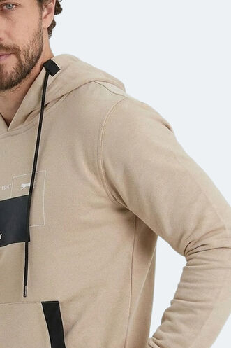 Slazenger VANDA Erkek Kanguru Cepli Kapüşonlu Bej Sweatshırt - Thumbnail