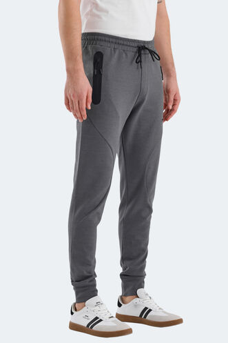 Slazenger VARUNA Erkek Fermuar Cepli Slim Fit Koyu Gri Eşofman Altı - Thumbnail