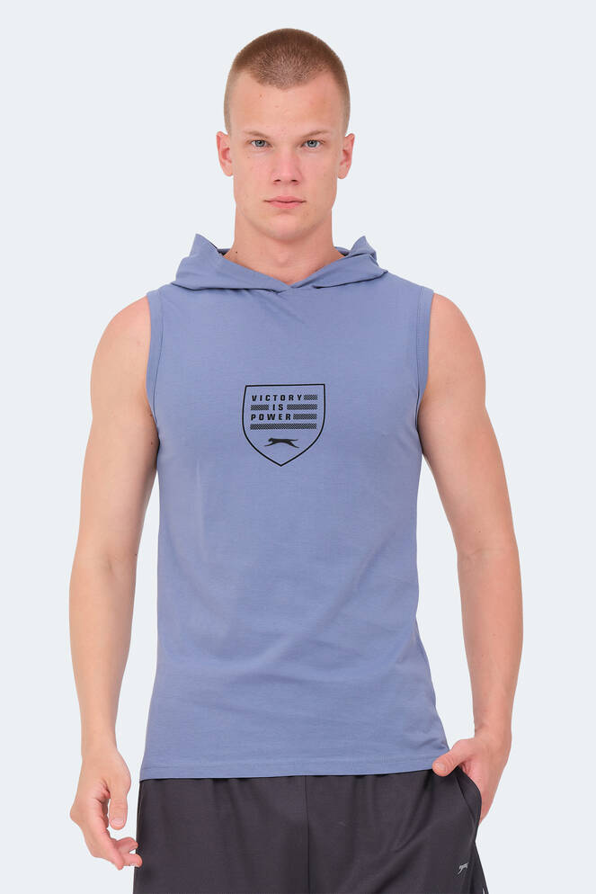 Slazenger VERSIO IN Erkek Kolsuz Baskılı Mavi Tişört