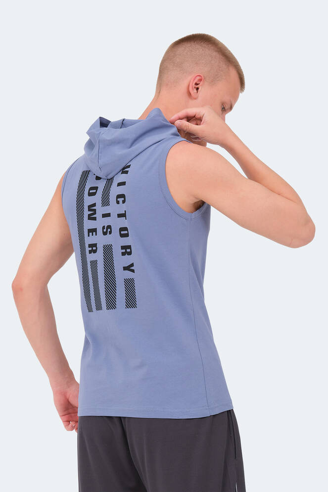 Slazenger VERSIO IN Erkek Kolsuz Baskılı Mavi Tişört