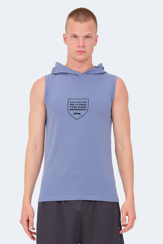 Slazenger VERSIO IN Erkek Kolsuz Baskılı Mavi Tişört