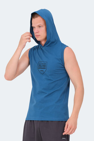 Slazenger VERSIO IN Erkek Kolsuz Baskılı Petrol Tişört - Thumbnail