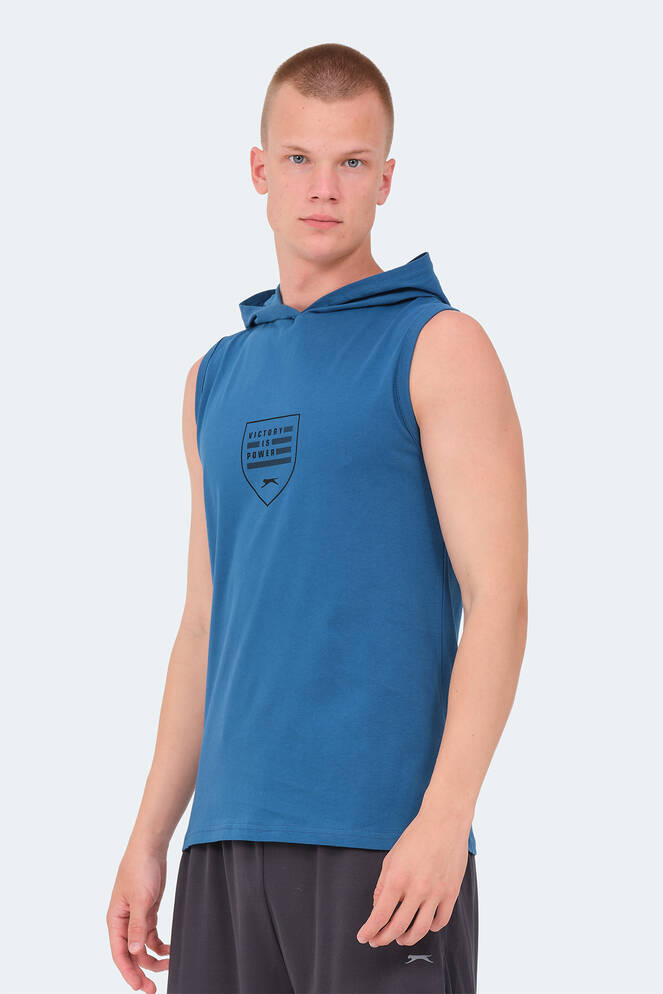 Slazenger VERSIO IN Erkek Kolsuz Baskılı Petrol Tişört