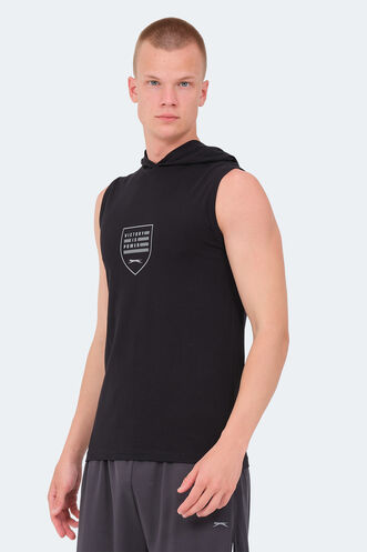Slazenger VERSIO IN Erkek Kolsuz Baskılı Siyah Tişört - Thumbnail