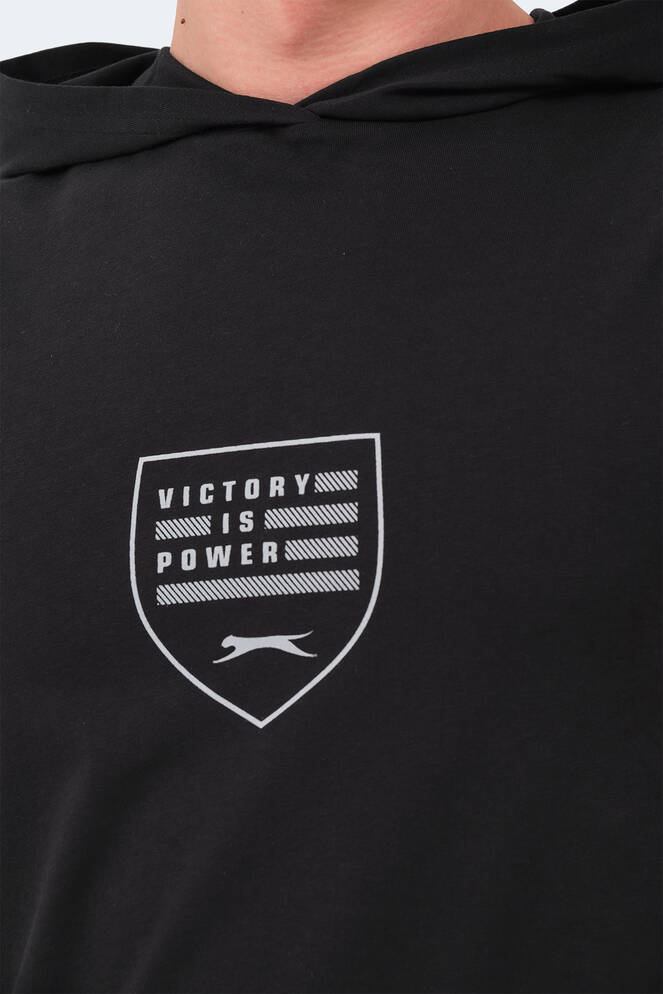 Slazenger VERSIO IN Erkek Kolsuz Baskılı Siyah Tişört