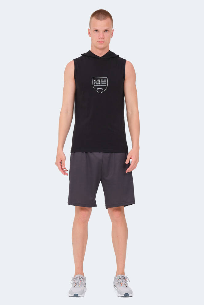 Slazenger VERSIO IN Erkek Kolsuz Baskılı Siyah Tişört