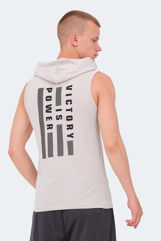 Slazenger VERSIO IN Erkek Kolsuz Baskılı Taş Gri Tişört - Thumbnail