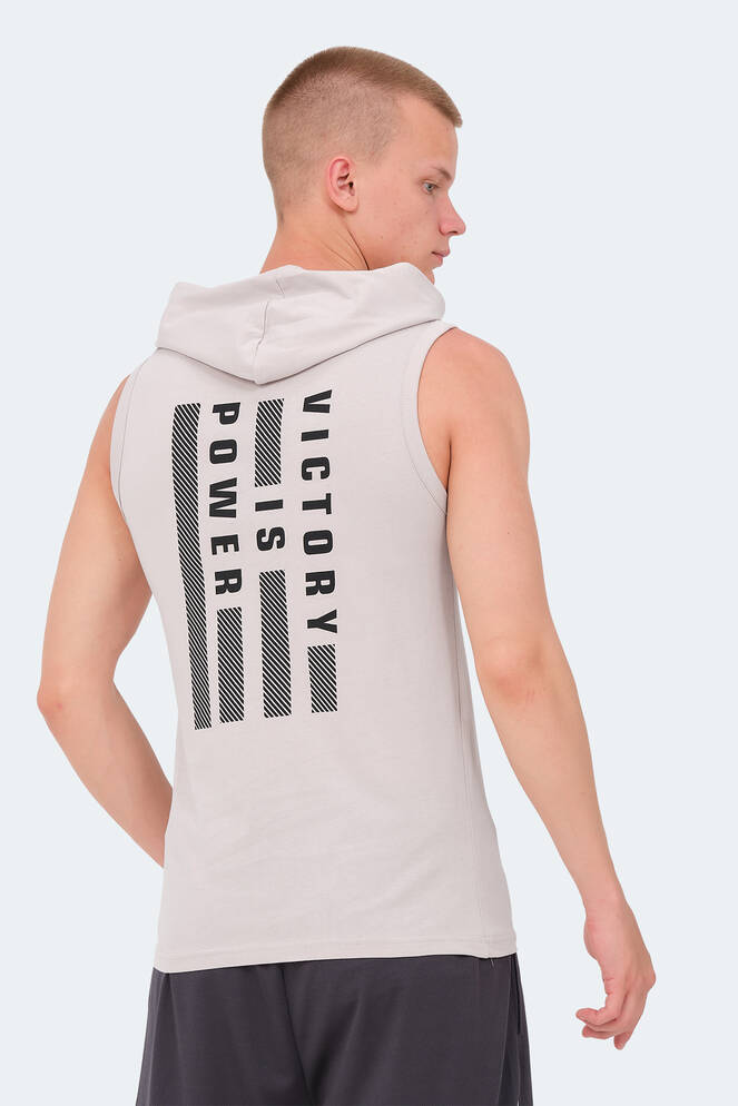 Slazenger VERSIO IN Erkek Kolsuz Baskılı Taş Gri Tişört